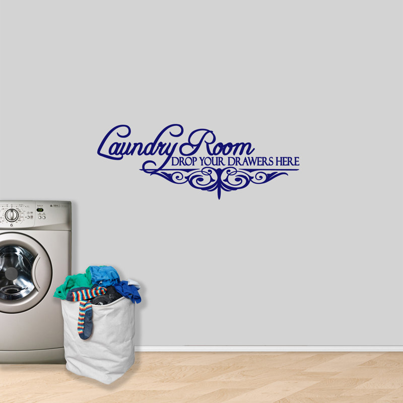Text & Numbers Non-Wall Damaging Wall Decal, Navy Blue