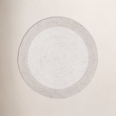 Aria Beige Ivory Hand-Woven Geometric Wool Rug