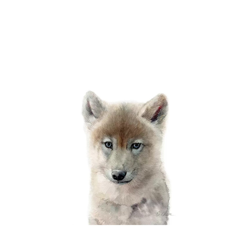 Baby Wolf - Wrapped Canvas Painting, 101.6cm H x 66.04cm W