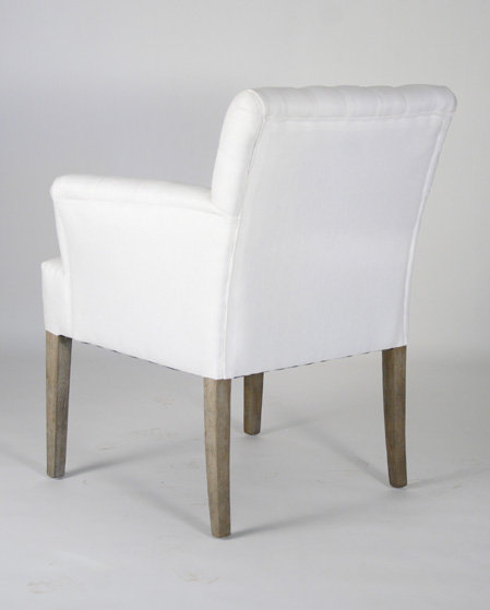 Barrois Tufted Armchair, White 100% Linen