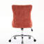 Chaise de bureau orange moderne, revêtement en chenille avec boutons, base en métal, pivot réglable, coussin à rebond élevé, garniture cloutée décorative tirée à la main, confortable pour étude en éponge-783717868-783717872-783717875
