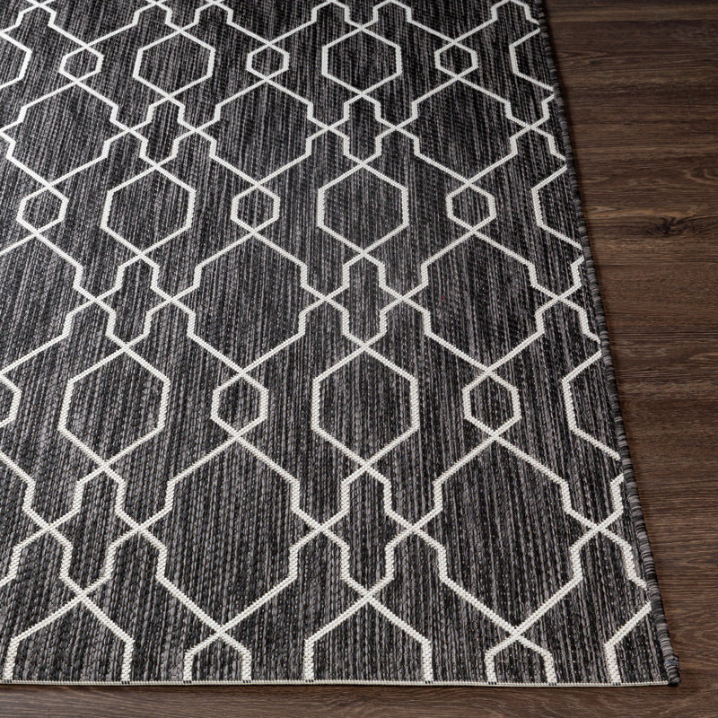 Tapis intérieur / extérieur gris anthracite Shattuck, Rond 6 pi 7 po