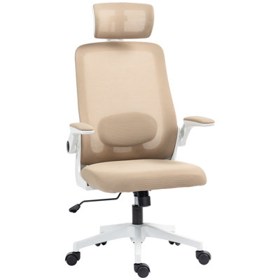 Ergonomic Office Chair, High Back Desk Chair with Flip-up Armrest, Rotatable Headrest, Tilt Function, Adjustable Lumbar Support, Swivel Wheels, Mesh C by Inbox Zero