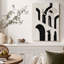 Formes noires abstraites sur fond blanc texturé, tableau mural sur toile-1344561713