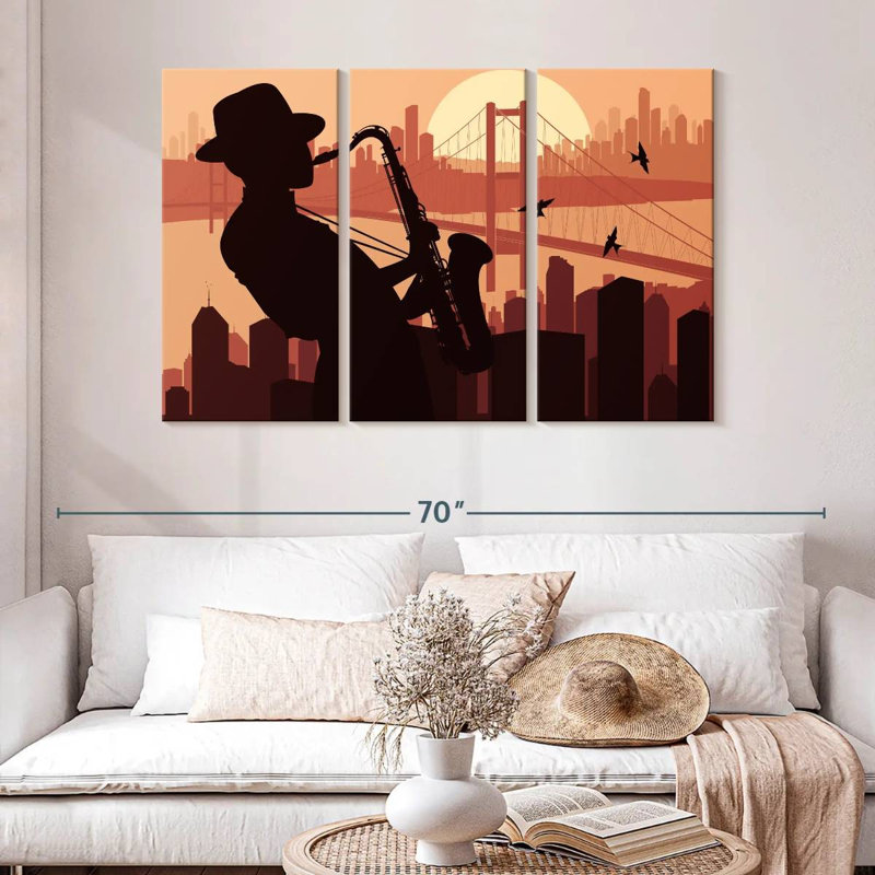 Silhouette de joueur de saxon Abarca, H 48 po x l 74 po