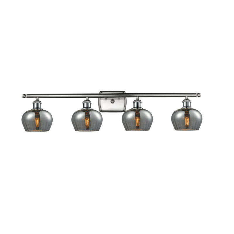 Patrina 4 - Light Dimmable Vanity Light, Brushed Satin Nickel, Smoked, 6 Watt Vinage LED Bulb