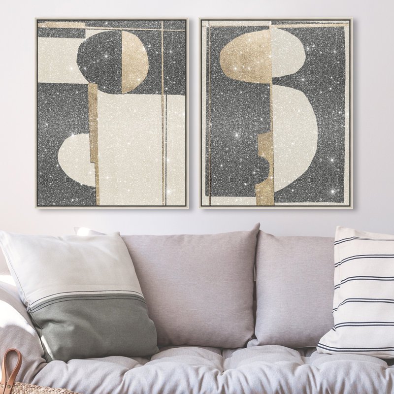 Balance Set Canvas Abstract Print by Oliver Gal, Black Frame, 16 x 20, 21"H x 25"W, Silver Floater Frame