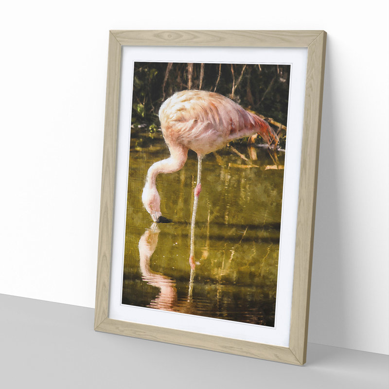 Pink Flamingo Vol.2 - Framed Print, 36cm H x 27cm W x 2cm D, Oak Framed