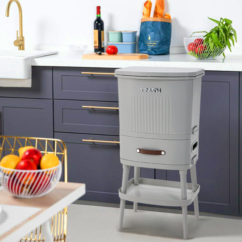 30L 3-Tier Dry Wet Separation Trash Bin