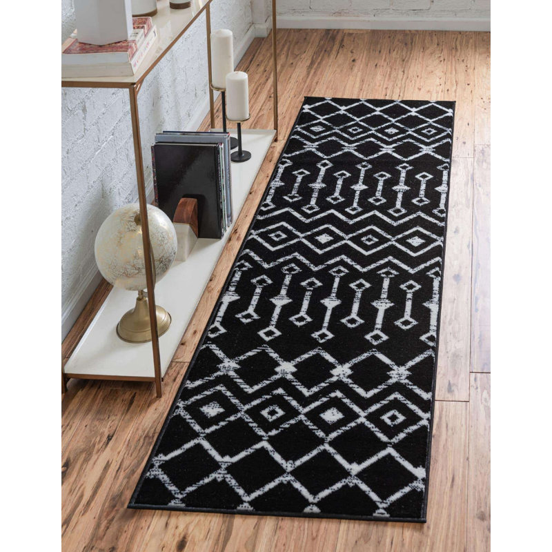 Tapis contemporain de couleur Aemtenan, Tapis de couloir 2 pi x 9 pi 10 po