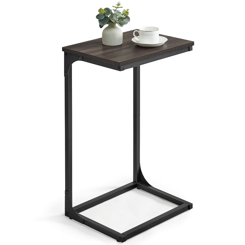 Aryell Pedestal End Table, Dark Brown, Black