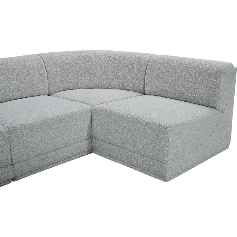 Canapé modulaire rembourré 8 pièces Ollie, Tissu gris bouclé