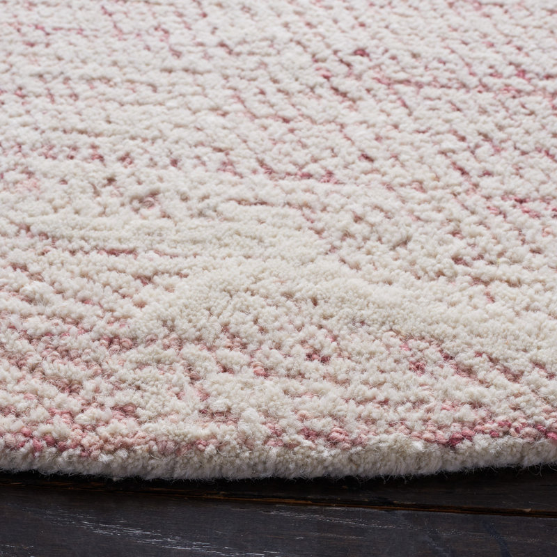 Tapis uni en laine et coton touffeté à la main Goin, Rond 6 pi