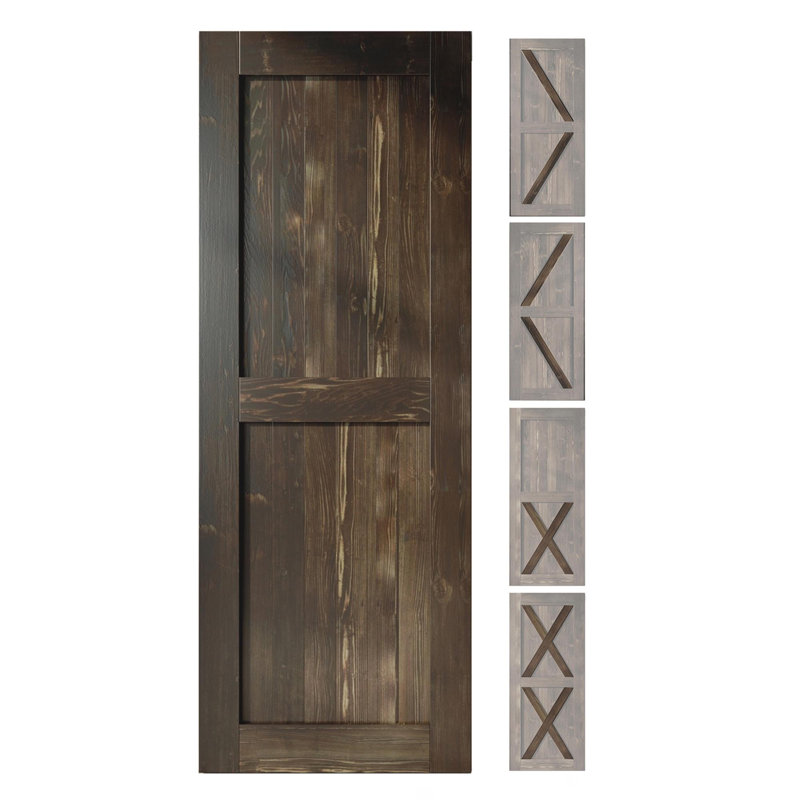 96'' Solid Wood Semi-Gloss without Installation Hardware Kit Barn Door, 24" x 96"