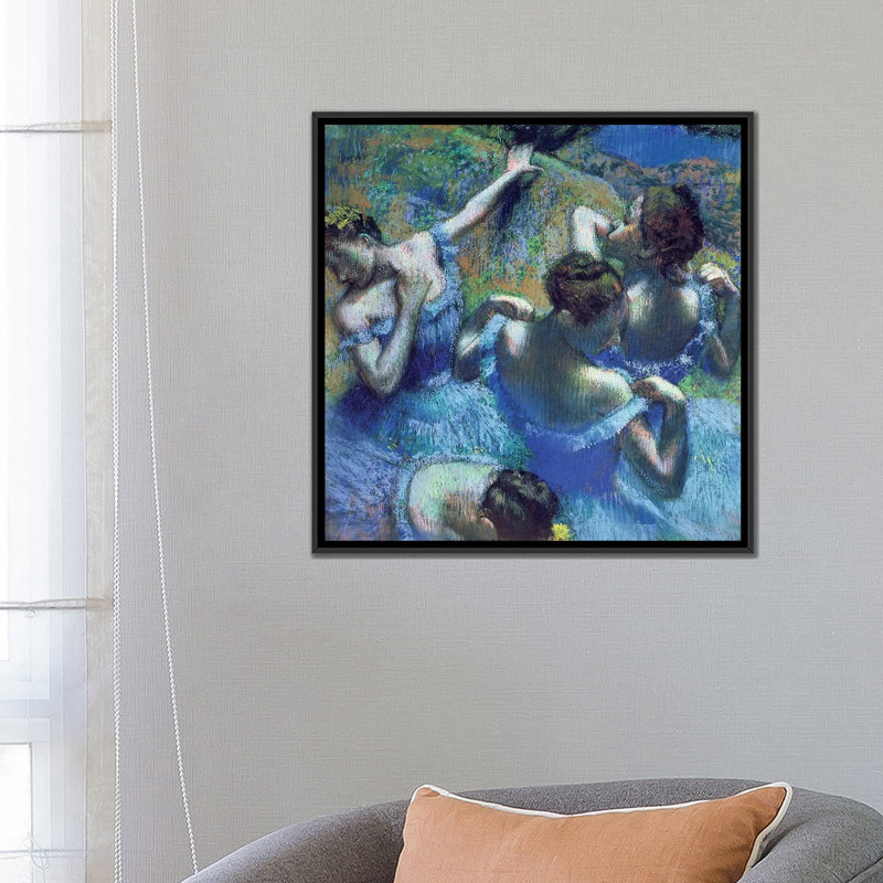 « danseurs bleus, c. 1899 » par edgar degas, impression sur toile, H 18 po x l 18 po x P 1,5 po, Toile avec cadre noir