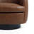 Upholstered Brown Faux Leather Swivel Barrel Chair Recessed Arms With Solid Wood Base-1574842057