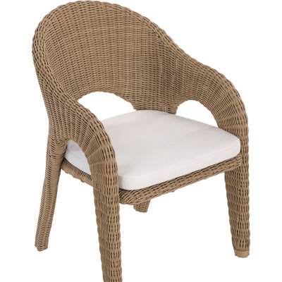 Seacrest Natural Olefin Water Resistant Fabric And Wicker Outdoor Patio Dining Chair