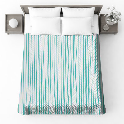 Turquoise Vertical Stripes Quilted Bedspread All Sizes