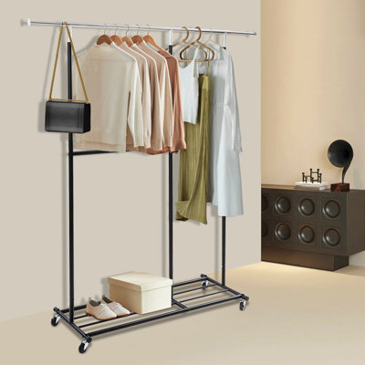 45.2'' W Adjustable  Metal Clothing Rack With Wheels