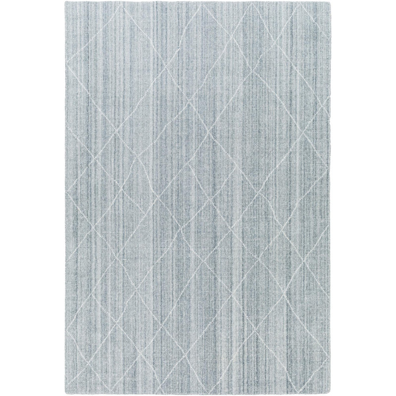Hand Loomed Geometric Area Rug in Blue, Rectangle 2' x 3'