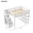Full Size Loft Bed with Shelves, Storage Staircase, Small Wardrobe and White LED Light, White