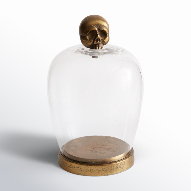 Antique Gold Skull Handle Glass Cloche