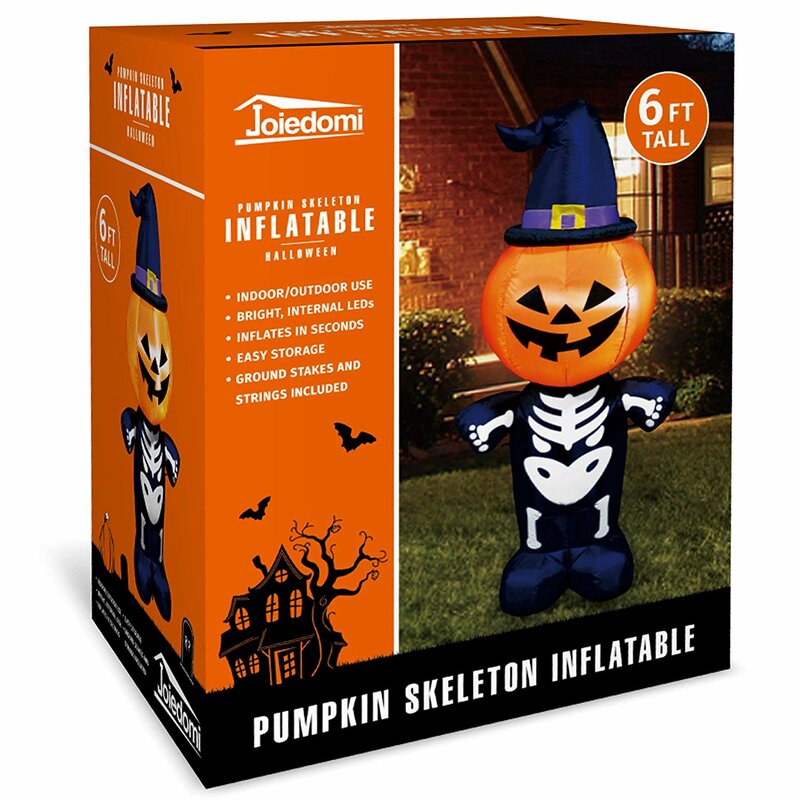 The Holiday Aisle® Halloween Pumpkin Skeleton Inflatable & Reviews ...