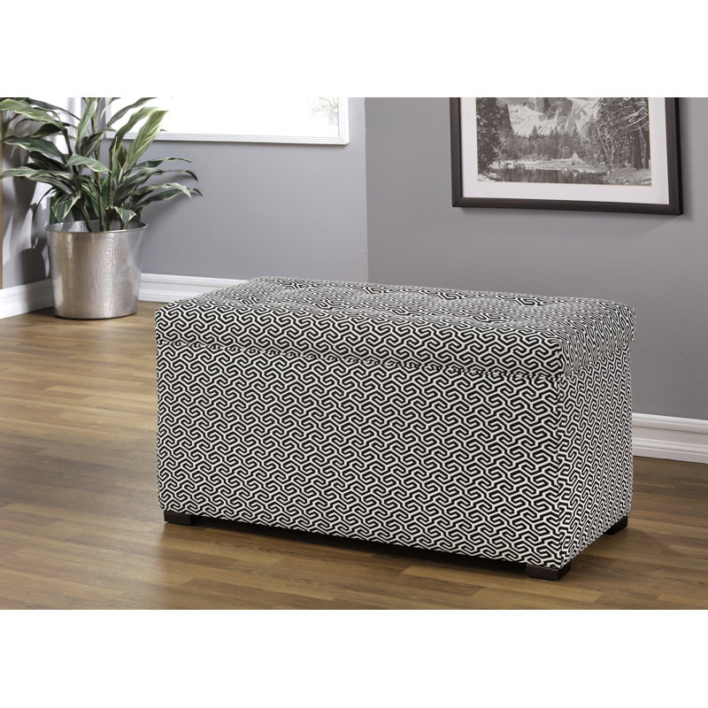Banc de rangement à couvercle rabattable rembourré, Noir/crème