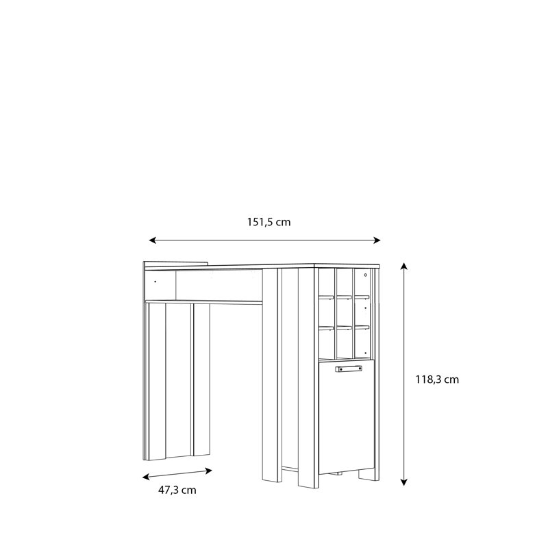 Lanham Mercury Row Bar Counter with Manufactured Wood Outer Material