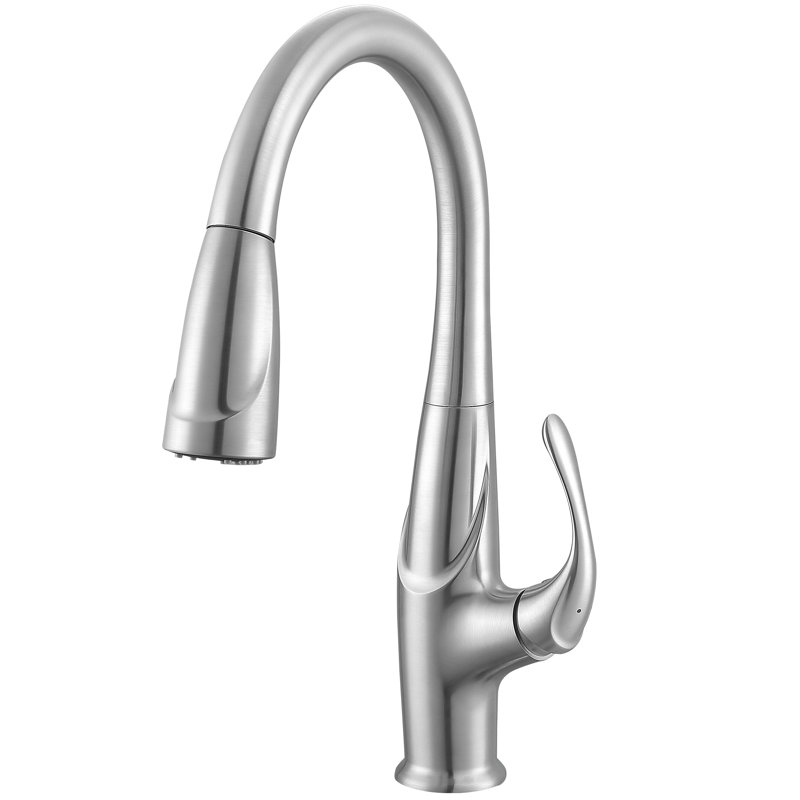 Robinet de cuisine à poignée simple Eliya, Nickel brossé