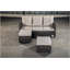 Canapé modulaire PE WICKER 3S avec 2 tabourets et coussin