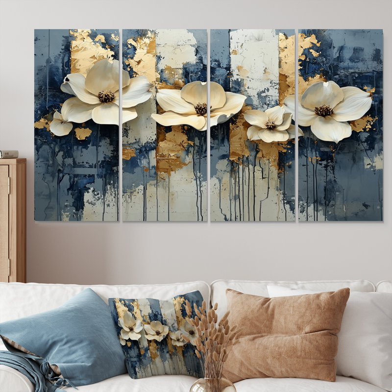 Arbre à cornouiller en marbre doré Horizon II - Art mural cornouiller - Art mural traditionnel pour le salon, 4