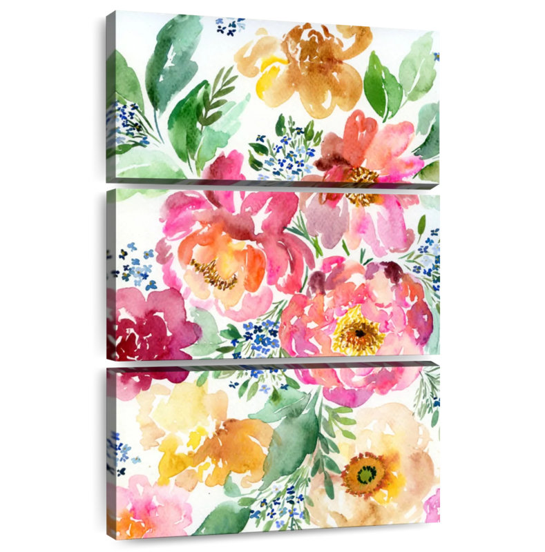 Harnek - pivoines jaunes et roses, H 45 po x l 28 po