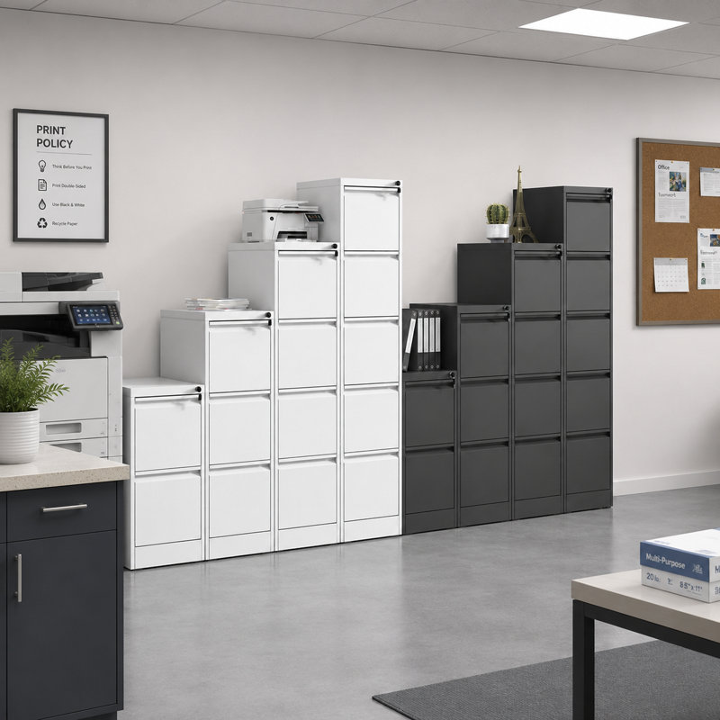 Multi-Size Metal Vertical File Cabinet Set