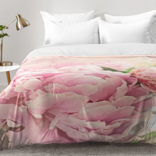 Ensemble d'édredon pivoines, Édredon pour lit simple TG + 1 taie décorative