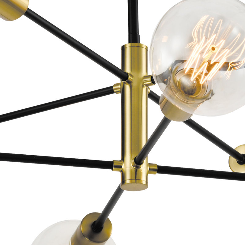 Lustre linéaire moderne Spoutnik à 8 lumières avec accents en fer forgé Rensselear