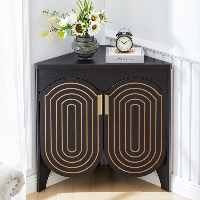 Armoire de coin Mid Century, Noir