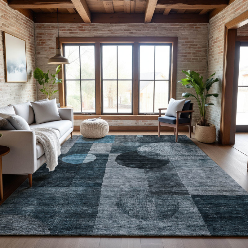 Premium Machine Washable Konopka AMF1114 Geometric Rug, Rectangle 10 pi x 14 pi