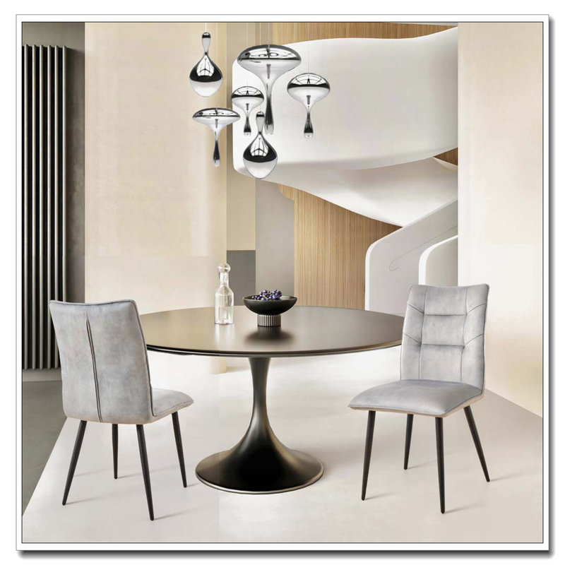 Chaises de salle à manger rembourrées en velours, Gris clair