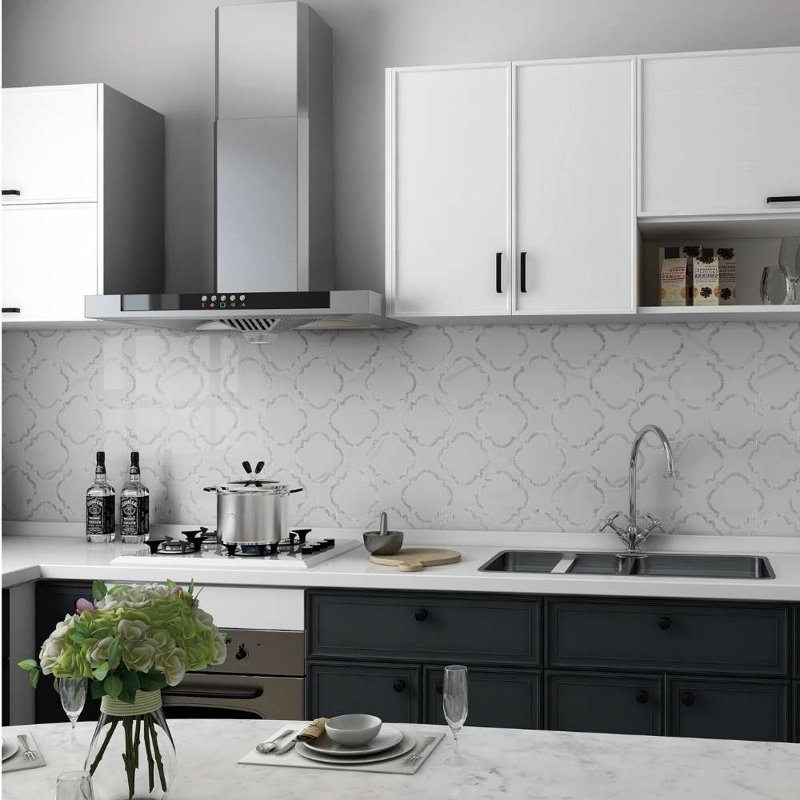 Delphi Pearl 12" x 12" Straight Edge Glass Wall Mosaic Tile, Statuario