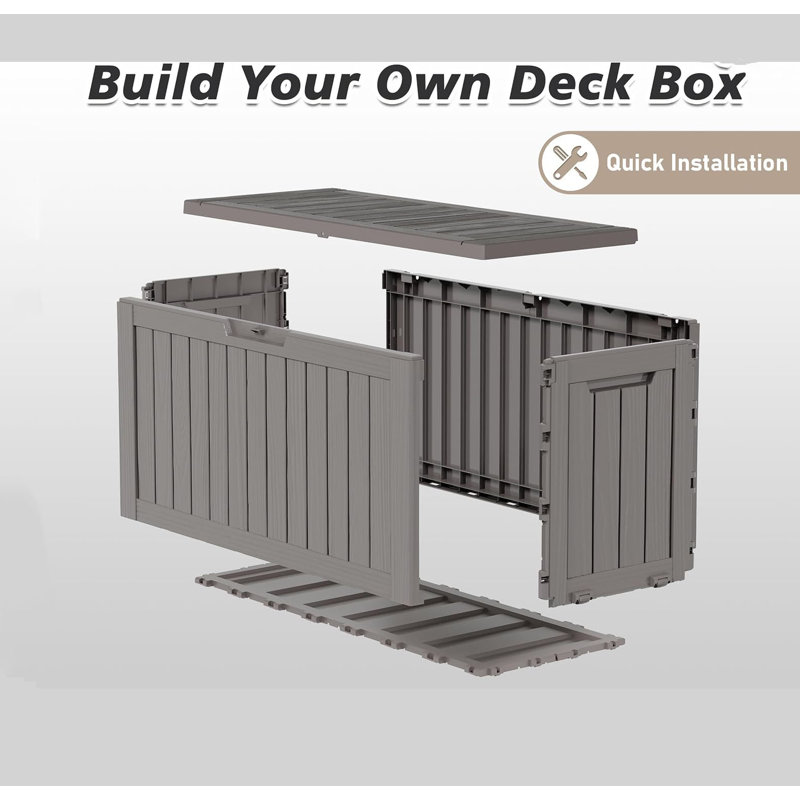 Gray Resin Lockable Deck Box with Wheels, 72 Gallon Capacity