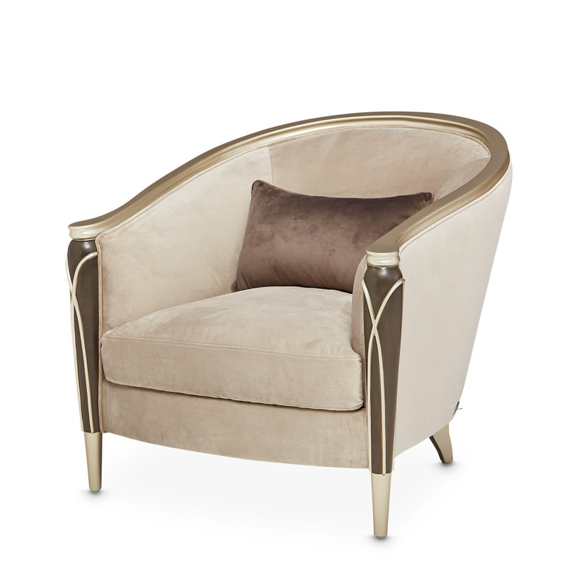 Villa Cherie 35'' Wide Barrel Chair, Porcini Velvet