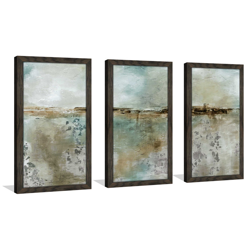 «Misty Dawn In Blue», reproduction de peinture à l'acrylique à multiples images, L 40,5 po x H 25,5 po x P 1 po