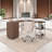 Techni Mobili L-Shape Home Office Two Tone Desk With Storage, Walnut