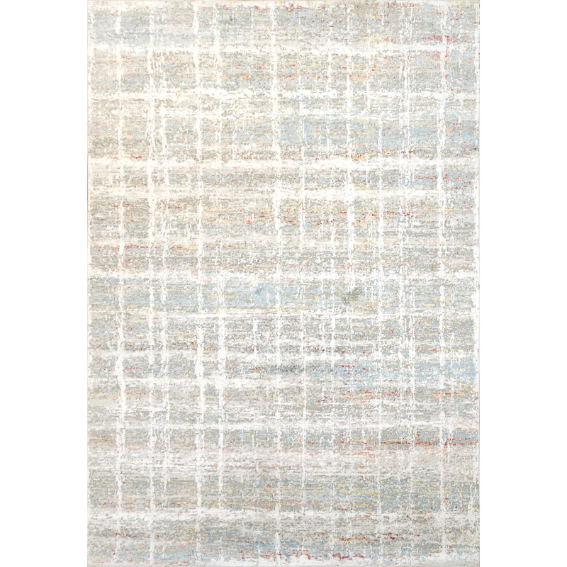 Tapis ivoire / bleu Diaonetta, Rectangle 7 pi 10 po x 10 pi 10 po