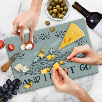 Ambesonne Mountain Cutting Board Large Size Mountains are Calling Pale Tan White