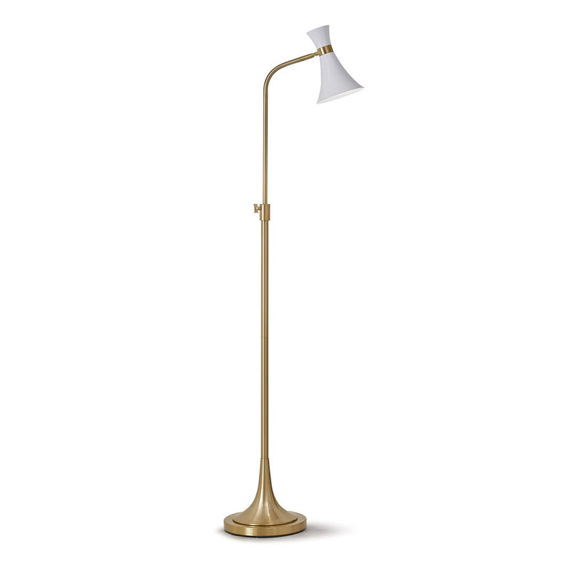 Lampe sur pied arquée 70 po Eyan, Laiton antique, Blanc