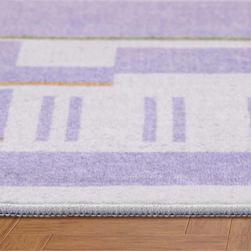 Tapis à motif géométrique antidérapant Leokadja, Rectangle 6 pi x 9 pi