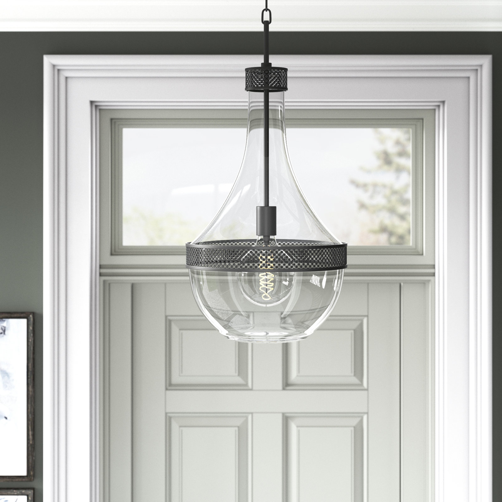 Twain Single Light Pendant, Old Bronze, 29.25" H x 14" W x 14" D