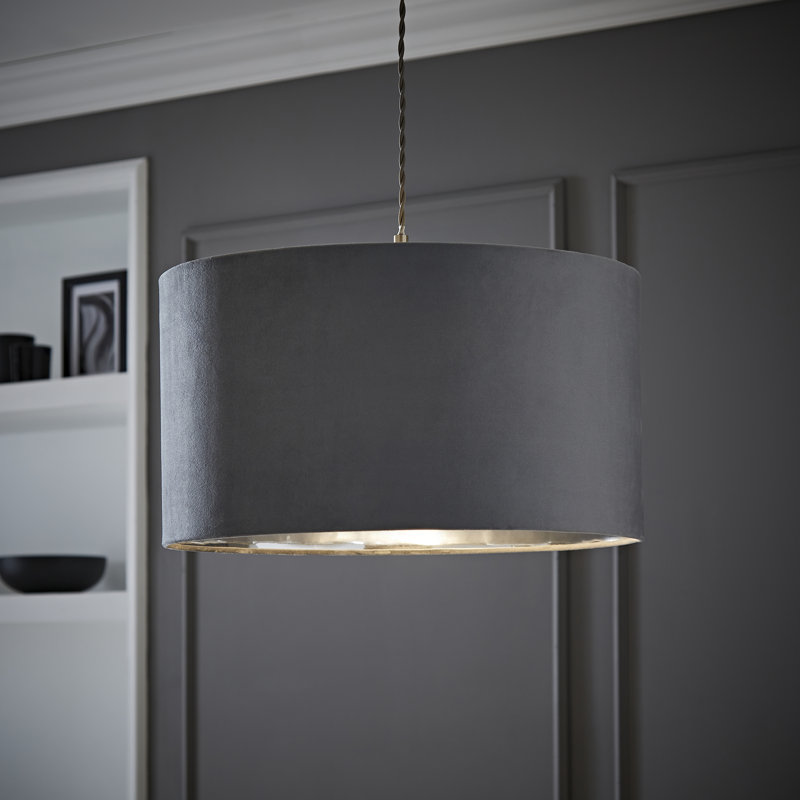 Aidar Linen Blend Drum Lamp Shade ( Slip-On ) in Grey, 25" H x 45" W x 45" D